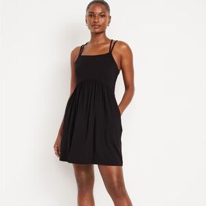 NWOT Fit & Flare Strappy Mini Dress Black Jack Size L